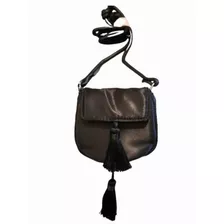 Cartera Bandolera Negra Isadora Con Fleco Pequeña