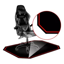 Tapete Protetor Piso Cadeira Gamer Borda Vemelha 120x85cm 