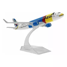 Miniatura Avião Azul Disney Donald Airbus A320 Metal 16cm