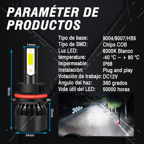 Kit Faros Luz Led 9007 14000lm Para Chevrolet Haz Alta/baja Foto 8