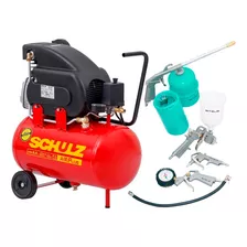 Compressor Ar 8,5pés Csi 25l Schulz + Kit Acessórios Pintura