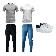 Combo Ropa Hombre Dos Remeras + Dos Jeans + Zapatillas