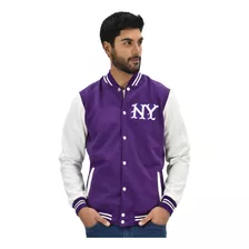 Casaca Baseball De Franela Zehn- Ny-morado