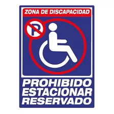 Prohibido Zona De Discapacidad (poliestireno) 32 X 25 Cm