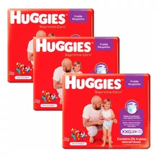 Kit C/3 Pcts Fralda Huggies Care Supreme Xxg Roupinha