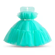 Vestido Niña Dama De Compañía Verde Agua Elegante Princesa 