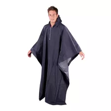 Poncho De Lluvia Capucha Impermeable Pvc Azul