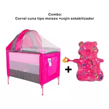 Combo Corral Cuna Tipo Moises + Cojín Estabilizador 