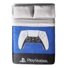 Cobertor Ligero Matrimonial / Ind Playstation Ps5 Vianney Color Azul Diseño De La Tela Playstation