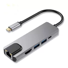 Cabo Adaptador Usb-c Hdmi Lan Rj45 1000 Usb 3.0 E Usb Tipo-c