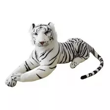 Tigre Safari Pelucia Realista Macio Branco