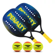 Kit Iniciante Beach Tennis 2 Raquetes + 3 Bolinhas Penalty