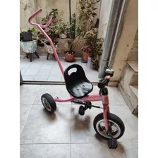 Triciclo Infantil Con Barra De Arrastre Direccional - Rosa