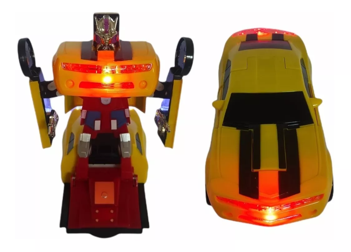Carrinho De Brinquedo Camaro Transformers Robô Som E Luz