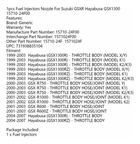 Inyector De Combustible Para Suzuki Gsxr 600-750 Hayabusa Foto 5