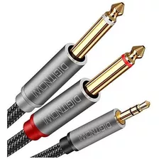 Cable De Audio Trs 1/8 A 2 Ts 1/4 M/m | Negro Trenzado/1m