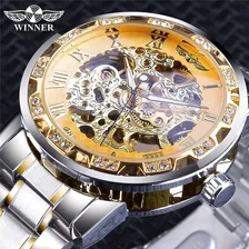 Reloj Mecánico Automático Skeleton Con Diamantes De Imitació