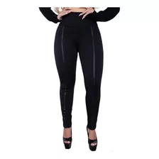 Calça Feminina Malha Crepe Cintura Alta Com Detalhe Em Cirrê