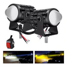 2 Faros Antiniebla Luz Spot Doble Color Para Auto Moto