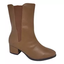 Bota Usaflex Ad1518002 Salto Grosso Cano Médio Feminina