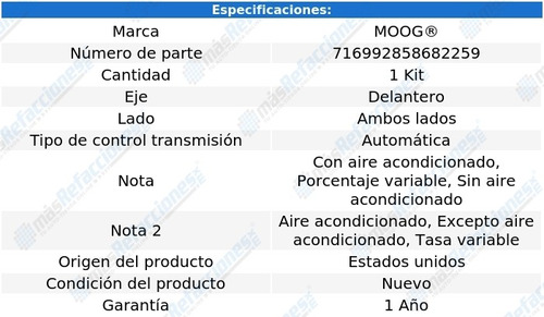 Jgo De Resortes Suspensin Del Mazda Protege 91 Al 98 Moog Foto 2