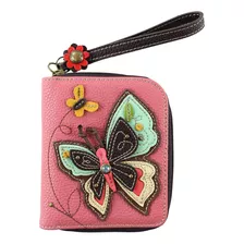 Billetera De Hombre Chala Cuerina Diseño Mariposa Rosa