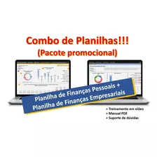 Combo Fluxo De Caixa Empresa + Planilha Financeira Pessoal