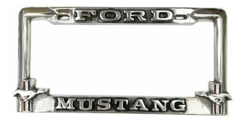 Portaplaca Ford Mustang Con Caballos Y Bandera Emblem, Toma Foto 4