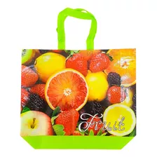 Kit 20 Sacolas Bolsa De Feira Estampada 45cm Frutas Ecobag