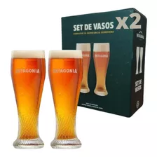 Set 2 Vasos De Cerveza Patagonia 500 Ml Curvo Caja Regalo