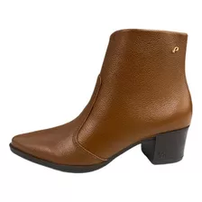 Bota De Cuero Pegada Punta Fina Taco 4cm 280505