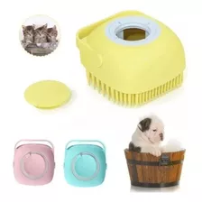 Escova Massageadora De Banho Com Dispenser Para Cães E Gatos