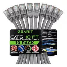 Gearit Cable Ethernet Cat 6 De 10 Pies (paquete De 10) - Cab