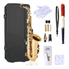 Sax Alto Laqueado Top Luxo Saxofone Dourado C/ Case Mi Bemol