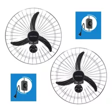 Kit 2 Ventiladores De Parede 60cm 3pás 127v Industrial Preto