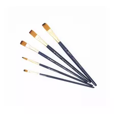 Set De Pinceles Plano 5 Pcs Pintura Acuarela Acrilico Oleo