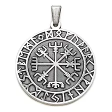 Dije Vegvisir Brújula Vikinga Runa Protección Plata 925 2 Cm