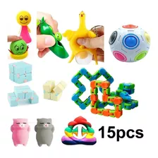 Pop It Fidget Toys Brinquedo Anti Stress Sensorial Kit C/ 15 Cor Menino