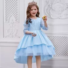 Vestido De Niña De Fiesta Mini-mi Modelo Cayetana Celeste