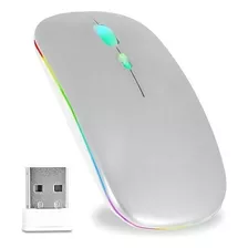 Mouse Notebook Sem Fio Recarregável Wireless Led Cor Cinza