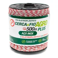 Fio Eletroplástico Aço Inox Para Cerca Elétrica Rural 500mt Cor Vermelho / Branco