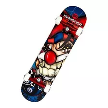 Punisher Jester Complete Skateboard, Azul, 31 Pulgadas.