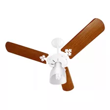 Ventilador Teto 110v Motor Grande Branco Pás Mogno Super