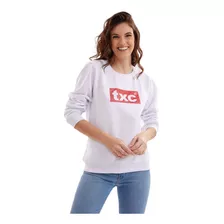 Blusa Moletom Feminina Branca Logo Vermelho Txc Black Friday