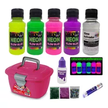 Slime Neon Com Mini Maleta Lanterna Uv Desativador De Slime