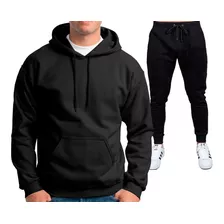 Kit Calça + Moletom Liso Sem Estampa Masculino Macio