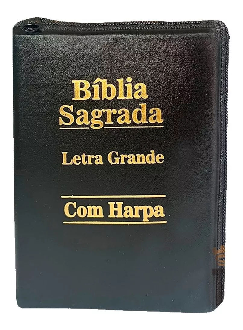 Bíblia Sagrada Letra Grande Preta Com Harpa Ziper - 11x18cm