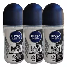 Pack X3 Nivea Men Desodorante Roll On Invisible Black&white