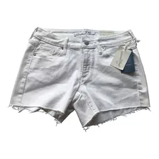 Short Para Mujer Dama Midi De Tiro Medio Color Crema Algodón