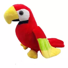 Arara Vermelha De Pelúcia 18cm Lavável Ventosa Anti-alérgico